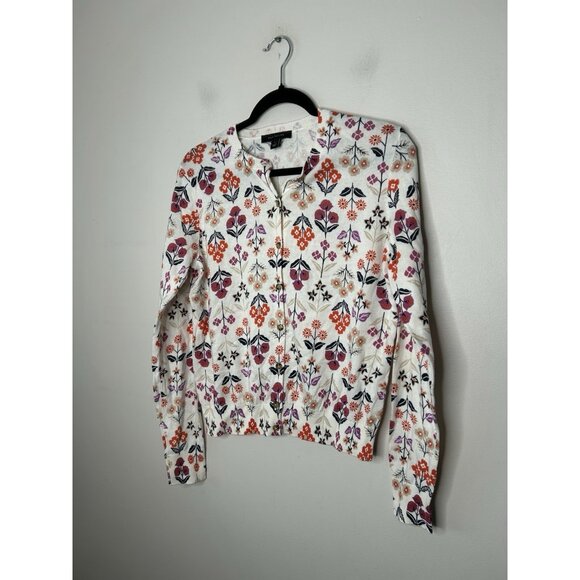 Ann Taylor Cardigan Sweater Womens Cream Floral Long Sleeve Button Front Small - Picture 3 of 8